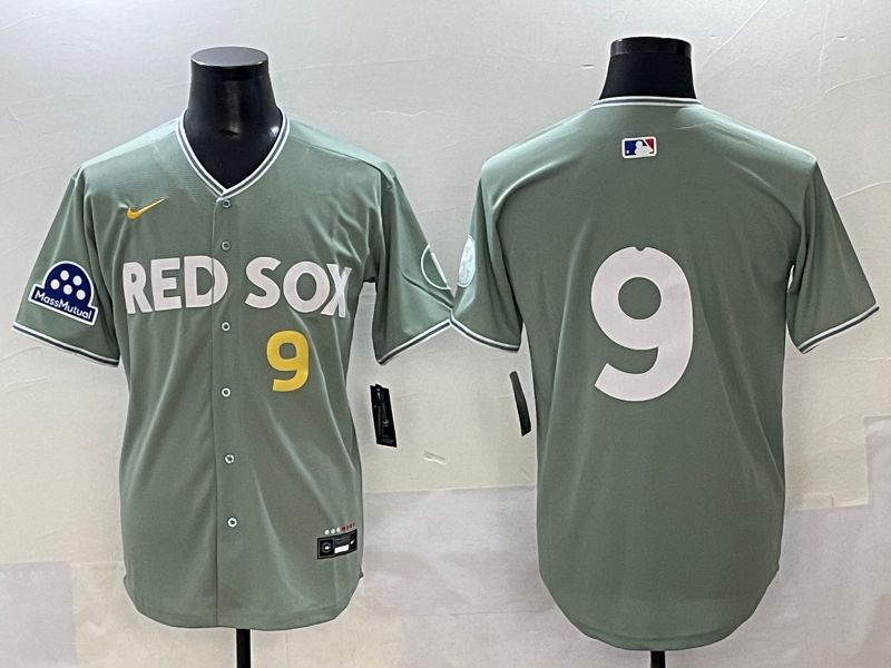 Men 2025 Boston Red Sox #9 No Name Light Green Joint Name Nike MLB Jersey style 8->youth mlb jersey->Youth Jersey